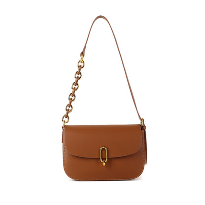 New fashion simple leather saddle bag niche lock women's bag shoulder messenger bag