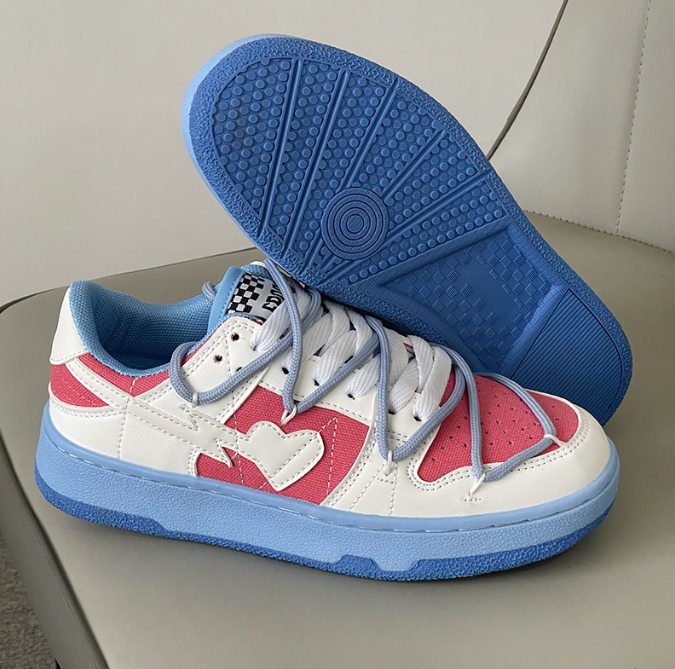 Summer ins color matching sports trend casual shoes in stock with cross straps low top small white shoes, breathable board shoe