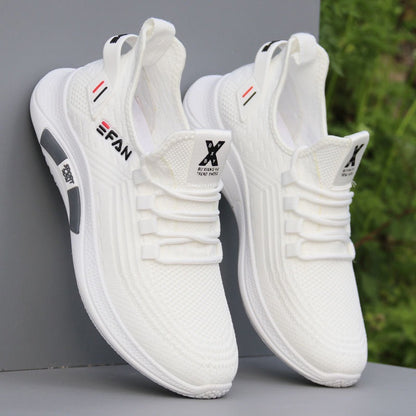 New breathable mesh shoes, trendy and versatile men's small white shoes, casual and lightweight soft soled sports shoes