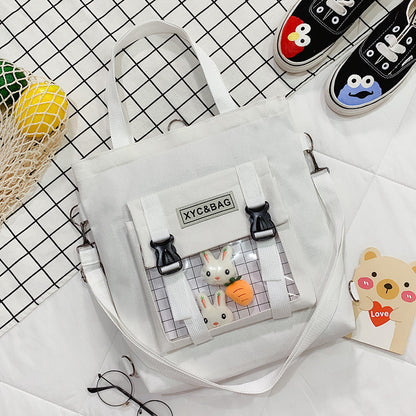 New Canvas Transparent Bag Student Canvas Bag Female Messenger Printed Canvas Bag Shoulder Bag Messenger Bag