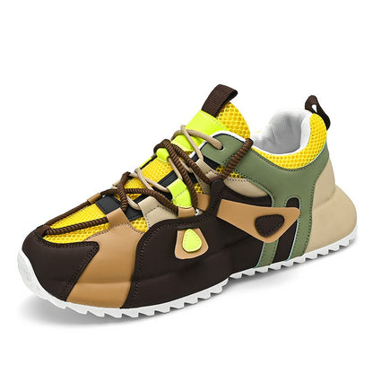Men's sports shoes, fashion trends, original style, niche shoes, color matching lace up thick soled casual board shoes