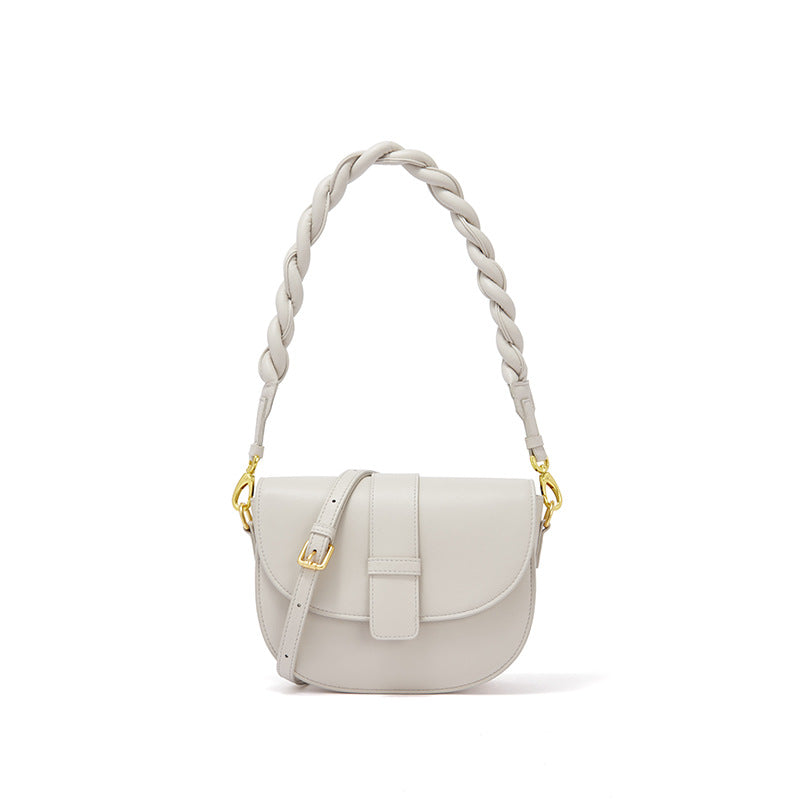 Women's new trend semi-circle leather bag underarm small round bag shoulder messenger bag