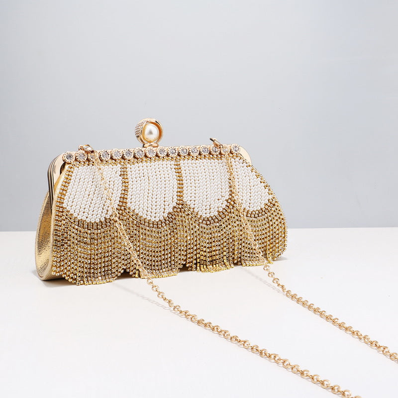 New Fringed Evening Bag Ladies High End Dress Evening Bag Diamond Portable Banquet All Match Bag
