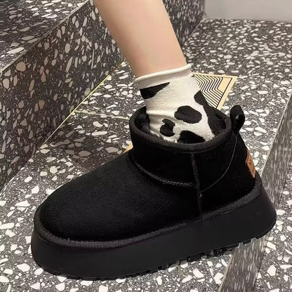 Thick soled snow boots for women, new winter women's shoes, cotton shoes, women's plush, thickened warmth, casual bread, cotton