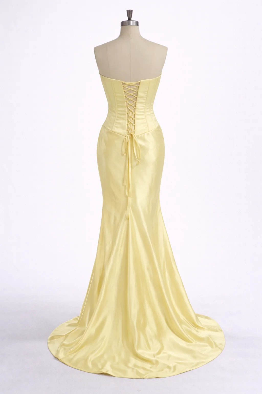 Galarity Yellow Satin Corset Prom Dresses 2026 Strapless Bodycon Women's Party Gown Mermaid Evening Dresses Gala Gown Customized