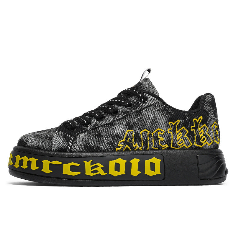 Board shoes men's thick soled white shoes fashion trend shoes camouflage Korean version low cut men's shoes youth sports and leisure shoes trend