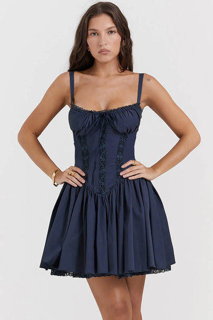 Sexy Lace Print Mini Dress Hotsweet Long Sleeve Dresses Female Elegant Square Collar Backless Dress Ladies Ballet Party Dress