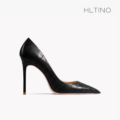 Early Autumn New Pointy High Heel Shoes Women's Thin Heel Shallow Patent Leather Single Shoes French Texture Large Green Shoes