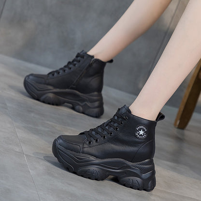 All-Match Small Size Small White Shoes Ins Trend Spring And Autumn Inner Heightening Shoes Women's Thick Bottom Sports Casual Shoes