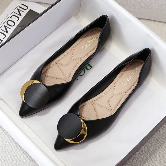 Women's pointed single shoes flat bottomed boat shoes soft bottomed ladles and seasonal women's shoes