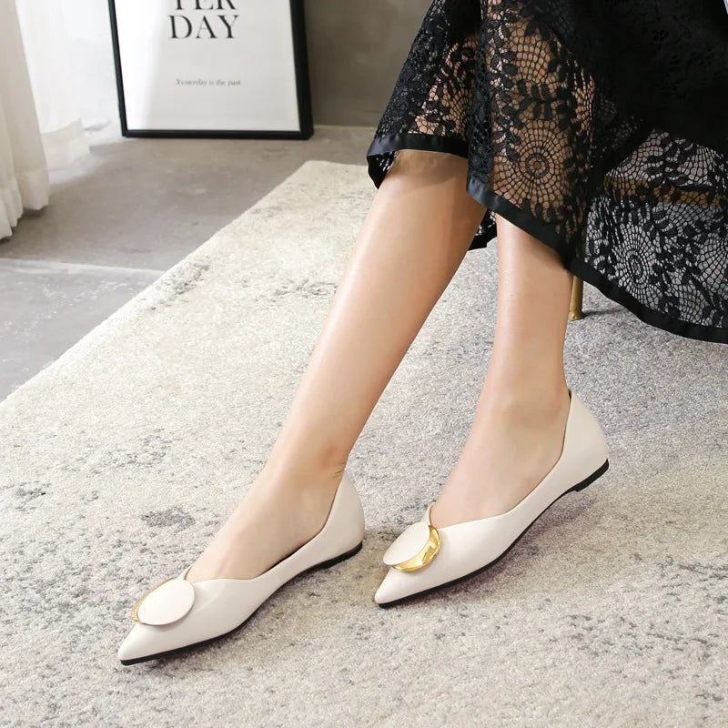Women's pointed single shoes flat bottomed boat shoes soft bottomed ladles and seasonal women's shoes