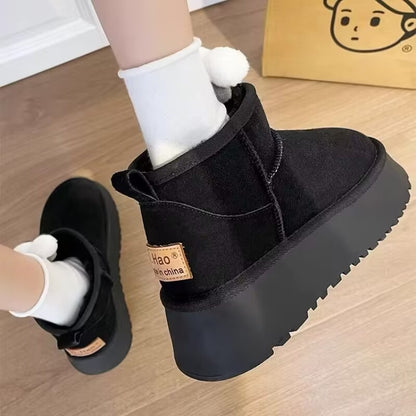 Thick soled snow boots for women, new winter women's shoes, cotton shoes, women's plush, thickened warmth, casual bread, cotton