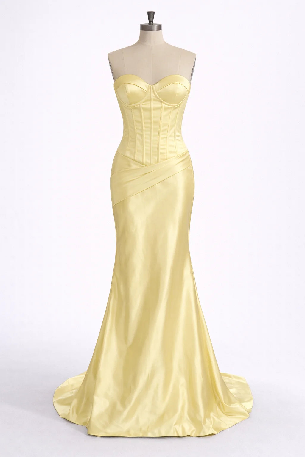 Galarity Yellow Satin Corset Prom Dresses 2026 Strapless Bodycon Women's Party Gown Mermaid Evening Dresses Gala Gown Customized