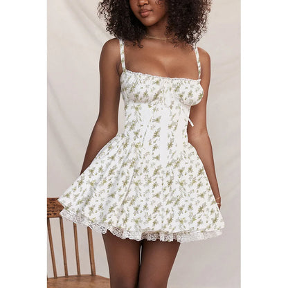 Sexy Lace Print Mini Dress Hotsweet Long Sleeve Dresses Female Elegant Square Collar Backless Dress Ladies Ballet Party Dress
