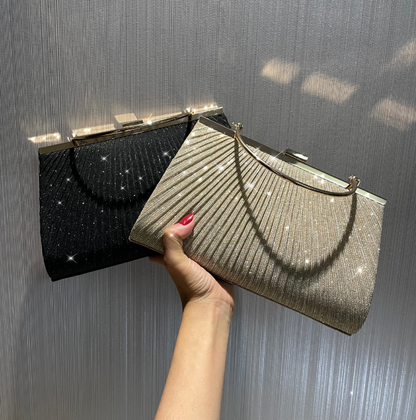Pleated shiny evening bag handbag mobile phone bag women's banquet bag cheongsam dress bag