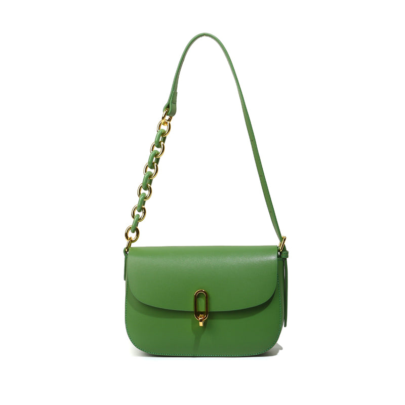 New fashion simple leather saddle bag niche lock women's bag shoulder messenger bag
