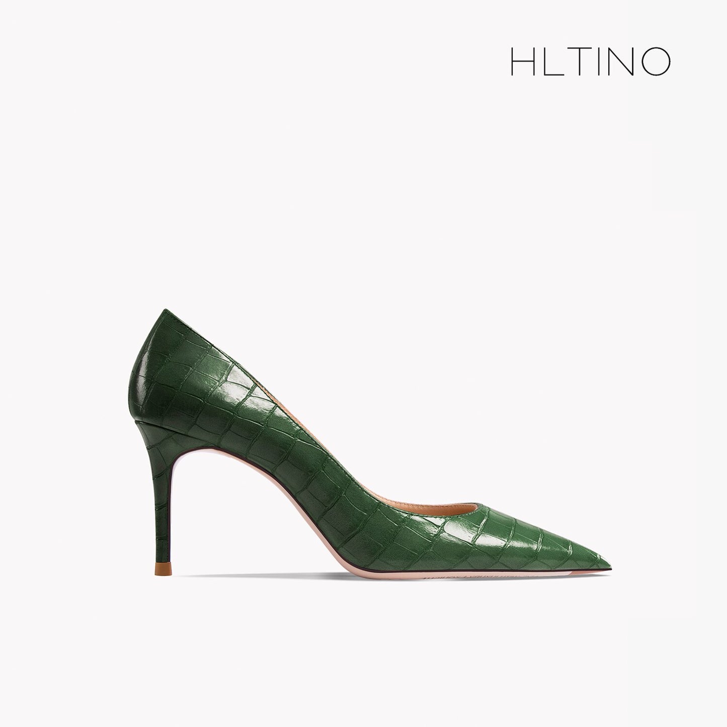 Early Autumn New Pointy High Heel Shoes Women's Thin Heel Shallow Patent Leather Single Shoes French Texture Large Green Shoes