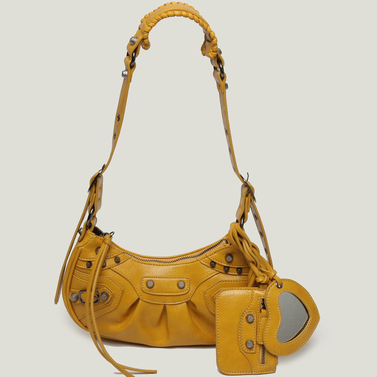 New Heavy Industry Rivet Motorcycle Bag 3 In 1 Crescent Bag With The Same Armpit Bag Shoulder Messenger Bag
