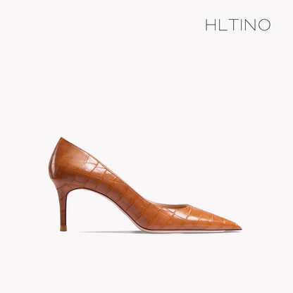 Early Autumn New Pointy High Heel Shoes Women's Thin Heel Shallow Patent Leather Single Shoes French Texture Large Green Shoes