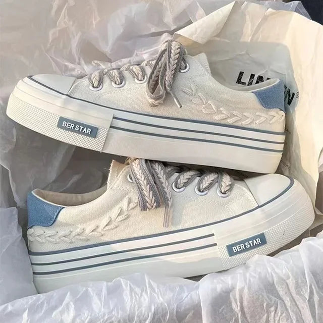 Women Outdoor Trainers Platform Canvas Shoes Height Increasing Chunky Sneakers Young Girls Outdoor Training Women Casual Shoes