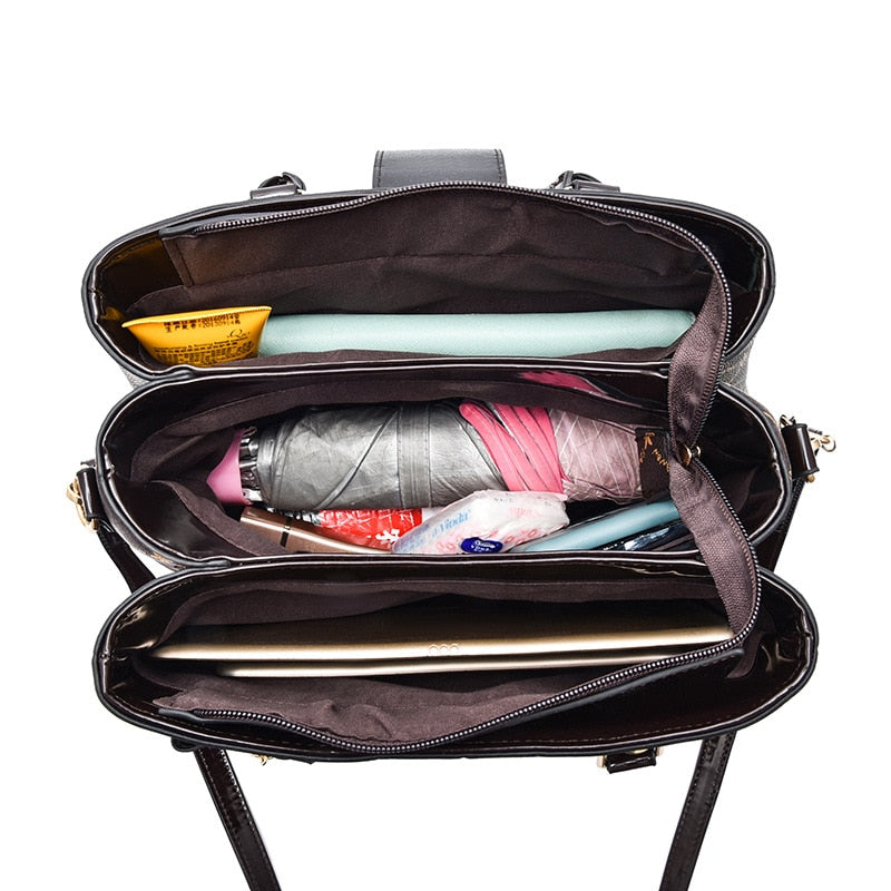 Newposs Fashion Woman Bag Female Hand Tote Bag Messenger Shoulder Bag Lady HandBag Set Luxury Composite Bag Designer