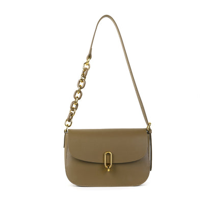 New fashion simple leather saddle bag niche lock women's bag shoulder messenger bag