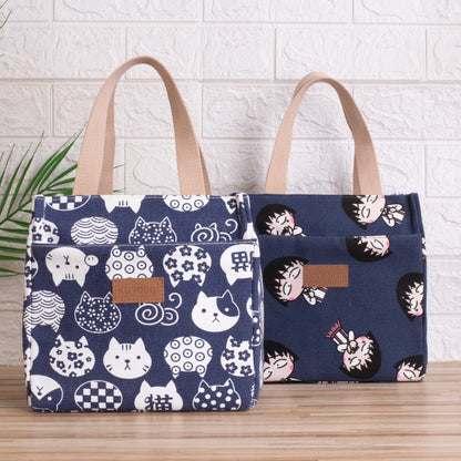 Lunch box bag with aluminum foil thickened lunch bag for work, Japanese handbag, canvas handbag, insulated bag