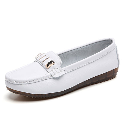 New Single Shoes In Spring And Autumn Women's Korean Flat Mother Shoes Cowhide Small Leather Shoes