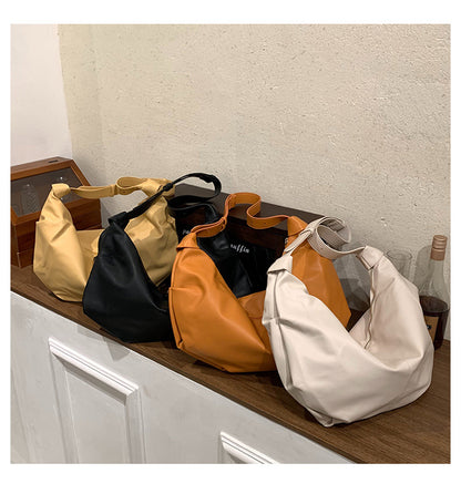 Retro Trend Shoulder Bag Simple Large Bag Soft Leather Underarm Tote Bag Women's Bag