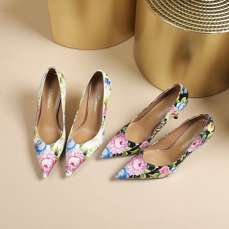 Etiquette professional work shoes, pointed embroidered single shoes, women's ethnic style