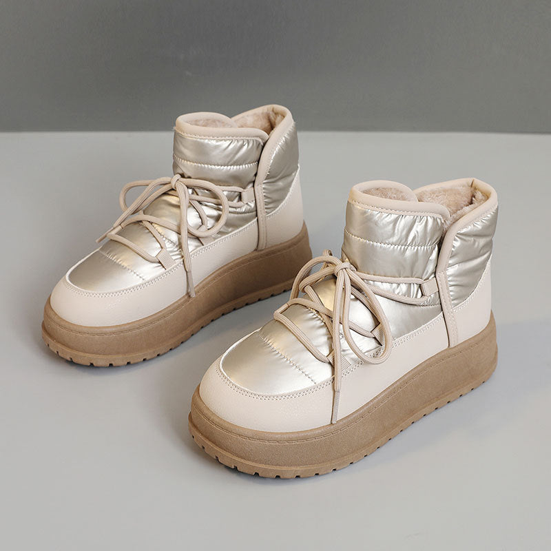 Women's Shoes New Winter Warm Fleece Lined High Top Thick Sole Elevated Cotton Shoes