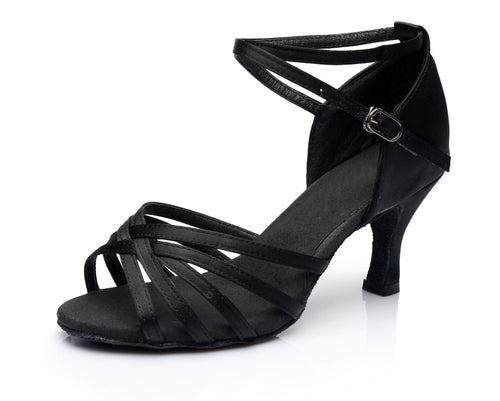 Latin dance shoes for adult women with medium to high heels Latin dance indoor training shoes satin gymnastics shoes