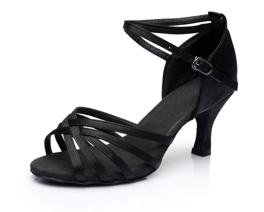 Latin dance shoes for adult women with medium to high heels Latin dance indoor training shoes satin gymnastics shoes