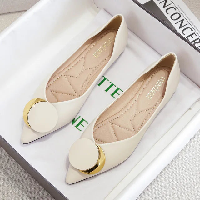 Women's pointed single shoes flat bottomed boat shoes soft bottomed ladles and seasonal women's shoes