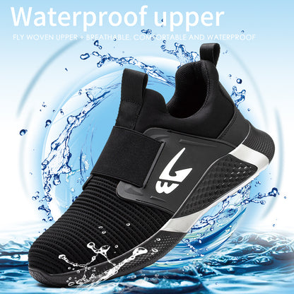 New Flying Woven Breathable Labor Insurance Shoes Fashion Anti-Smashing Anti-Piercing Work Shoes Waterproof Safety Shoes