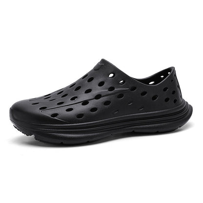 Hollow hole shoes for men one foot sandals fashionable and casual soft soled toe wrapped beach shoes