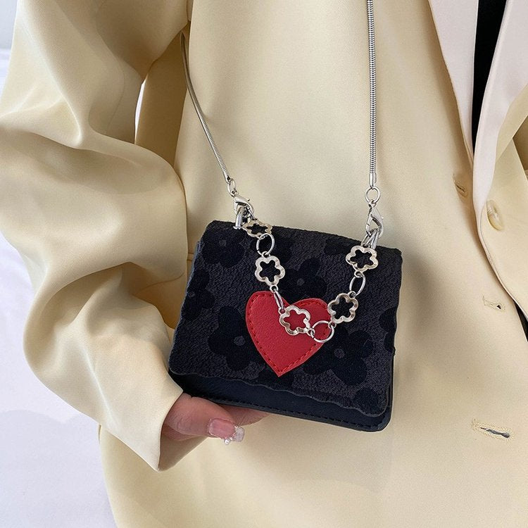 Summer Texture Small Bag Women's New Trendy Simple Love Messenger Bag Fashion Mini Bag Small Square Bag