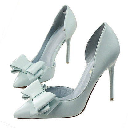 Fashion delicate sweet bowknot high heel shoes side hollow pointed Stiletto Heels Shoes women pumps