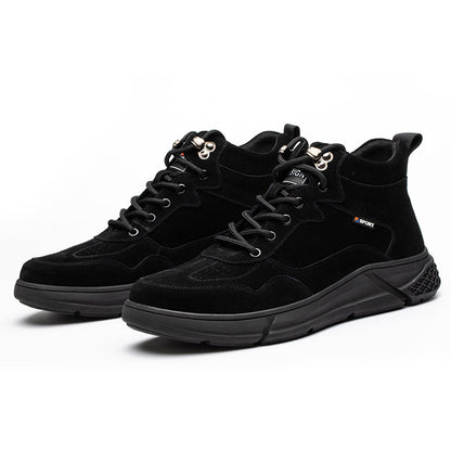 Anti Smashing And Anti Puncture Cowhide Cotton Shoes Plus Velvet Warmth Steel Toe Cap Work Protective Shoes