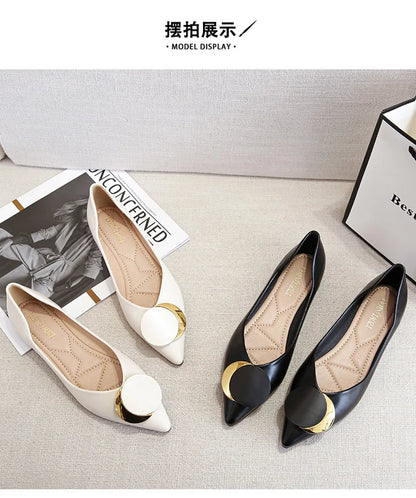 Women's pointed single shoes flat bottomed boat shoes soft bottomed ladles and seasonal women's shoes