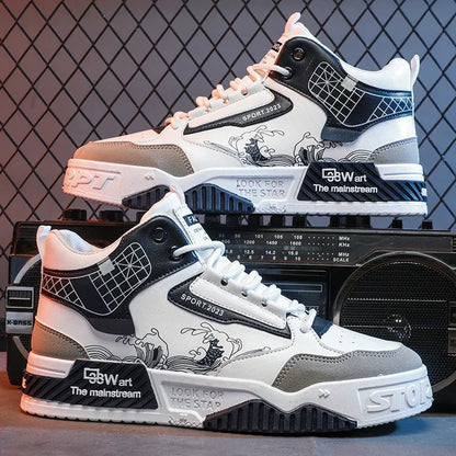 Height increasing white board shoes casual sports high top shoes