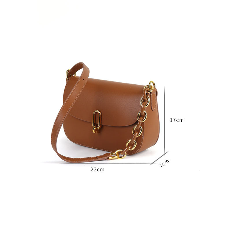 New fashion simple leather saddle bag niche lock women's bag shoulder messenger bag