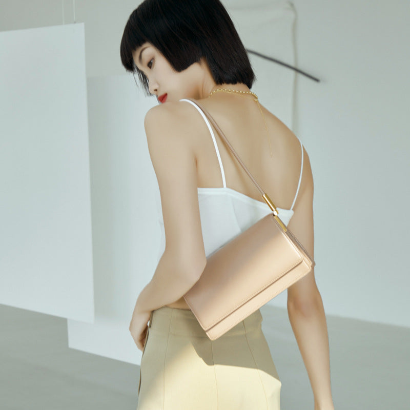 Leather women's bag temperament trend armpit bag retro shoulder handbag fashion simple organ bag