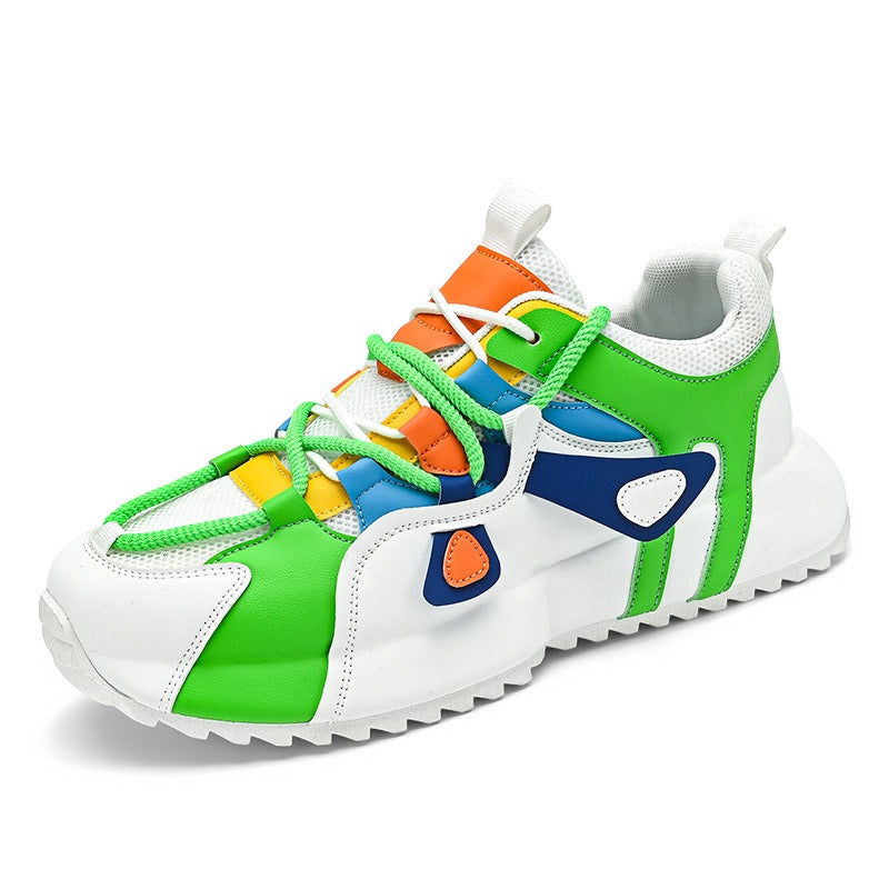 Men's sports shoes, fashion trends, original style, niche shoes, color matching lace up thick soled casual board shoes