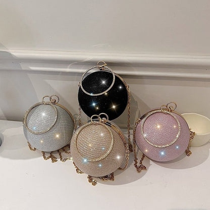Personalized Design Spherical Bag Women Bag Fashion Portable Small Round Bag Diamond Starry One Shoulder Evening Bag