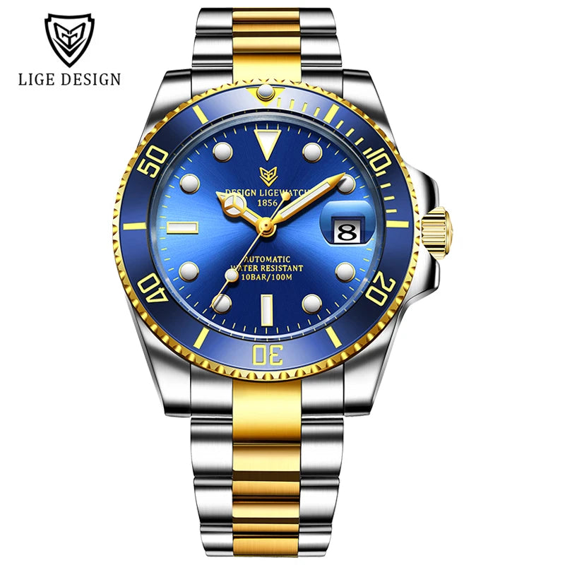 2026 LIGE Watch Men Automatic Mechanical Tourbillon Clock Fashion Military Watches Men Stainless Steel 100ATM Waterproof Watches