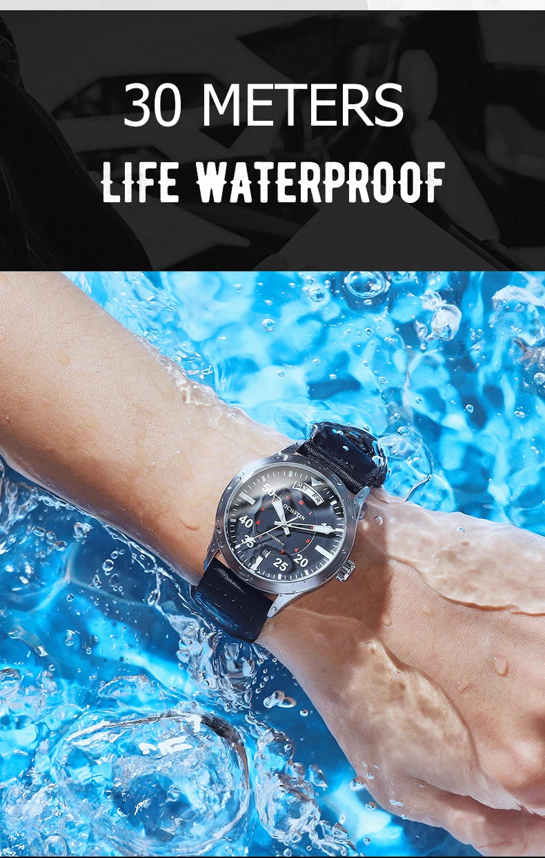 OCHSTIN New Top Brand Automatic Mechanical Watches for Men Military Nylon Strap Pilot Watch Male Auto Date Day Relogio Masculino