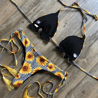 RUOTONGSEPT Sexy Print Bikinis Set Women Swimsuit Bandage Two-Piece Swimwear Brazilian Biquínis Beachwear Bathing Suit 2022 New