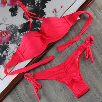 Bikini Ruching Bum Bikinis Set Pad Push Up Bikini S to XXL Swimwear Women Bandage Swimsuit Bathing Suit Swimming Suit For Women