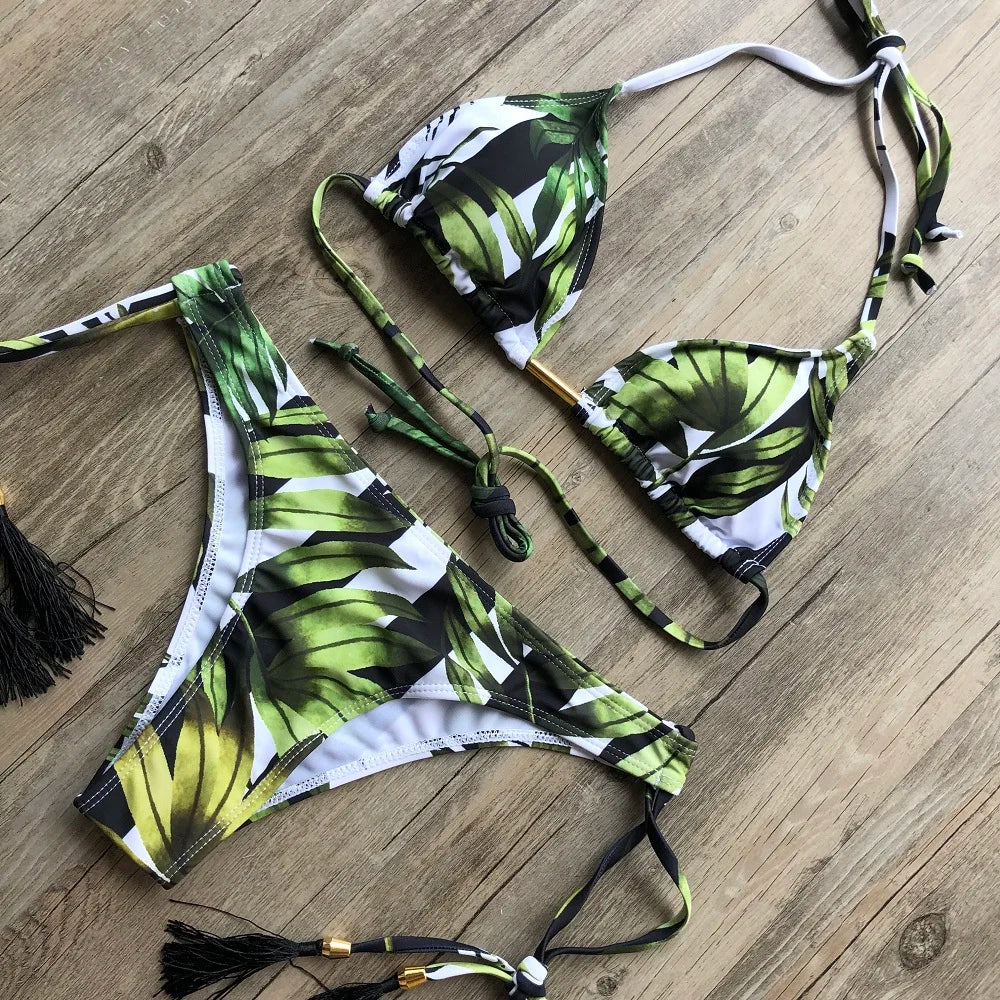 RUOTONGSEPT Sexy Print Bikinis Set Women Swimsuit Bandage Two-Piece Swimwear Brazilian Biquínis Beachwear Bathing Suit 2022 New